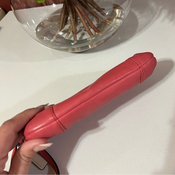 Coach Soho Geranium-Pink Leather Wristlet Wallet Mini Clutch Bag - Picture 8 of 10